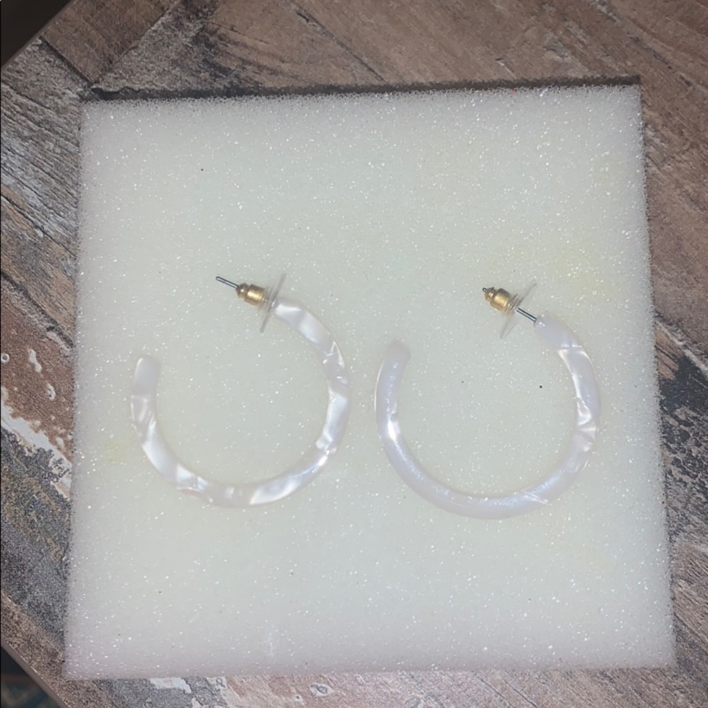 White opaque hoop earrings